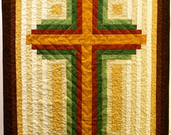 Log Cabin Christian Cross - Cross Quilt - Tenture murale - Plusieurs tailles - Téléchargement PDF