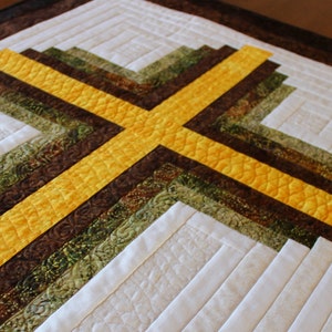 Cross Quilt pattern , Log Cabin Christian Cross , Twin size: 66" x 90" , PDF Download