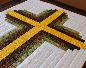 Cross Quilt pattern , Log Cabin Christian Cross , Twin size: 66" x 90" , PDF Download