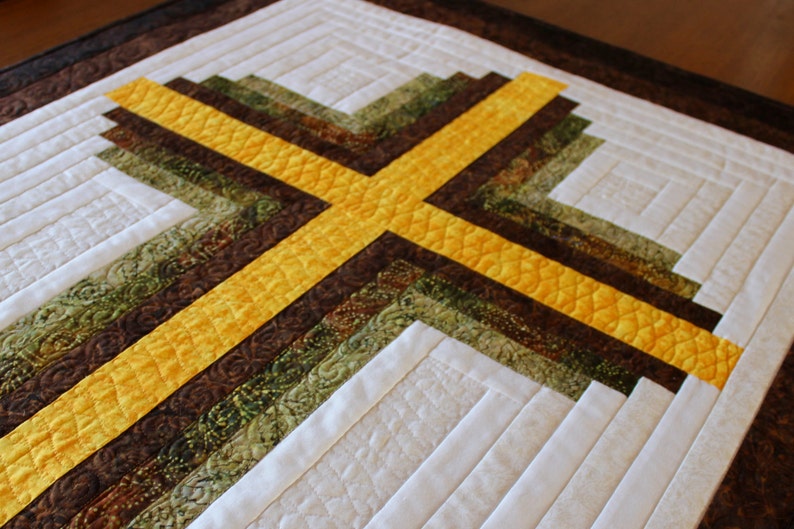 Cross Quilt pattern , Log Cabin Christian Cross , Twin size: 66 x 90 , PDF Download image 1