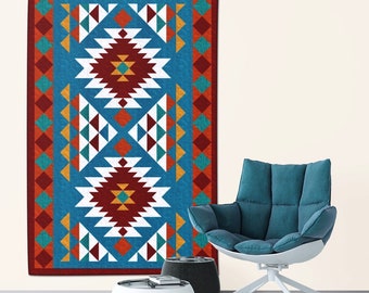 Quiltmuster – Navajo-Indianer/Indianer/Südwest-inspiriert – Überwurfgröße: 56'x 78', PDF-Download