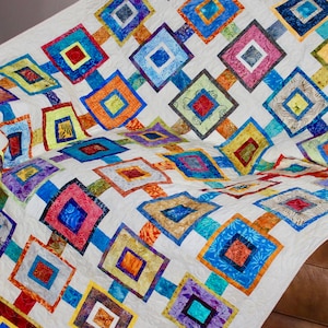 Scrappy Squares - 56&quot; x 83&quot; - Scrap quilt pattern - PDF pattern