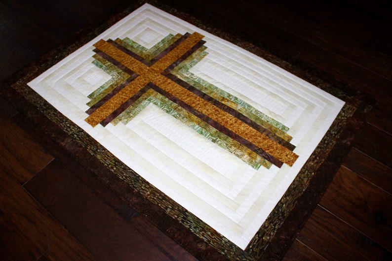 Log Cabin Christian Cross Cross quilt wall hanging multiple sizes PDF Download image 6