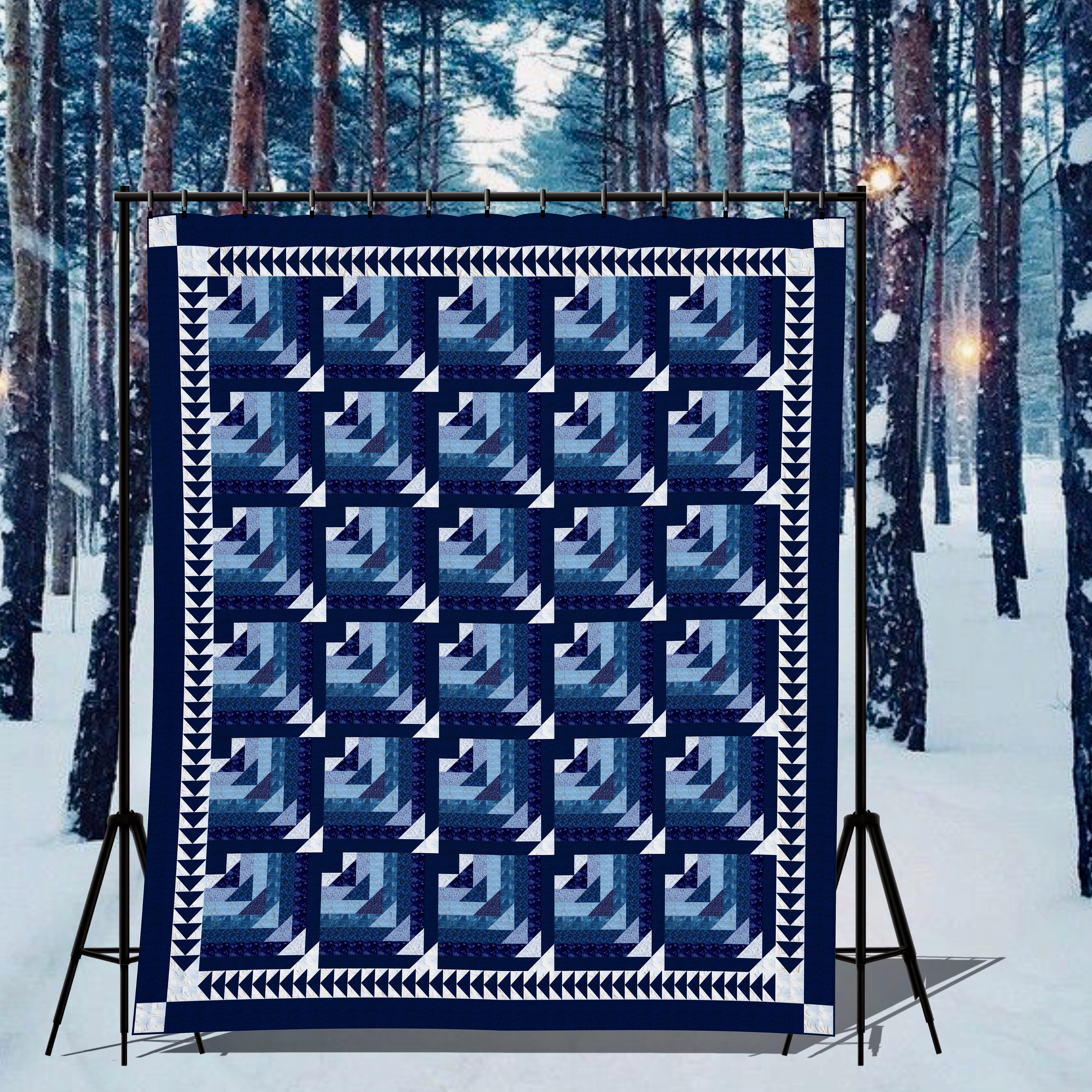 Quilt Pattern Flying Geese Log Cabin Queen Size Etsy