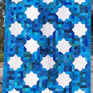 Quilt Pattern - Moroccan Tiles - Throw 54 in. x 78 in., Full 80 in. x 104 in. and King 106 in. x 106 in. - PDF pattern