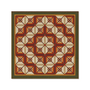 Blokhut Quiltpatroon - Ohio Star in Blokhut -Ster in de Cabine - King Size: 103&quot; x 103&quot;