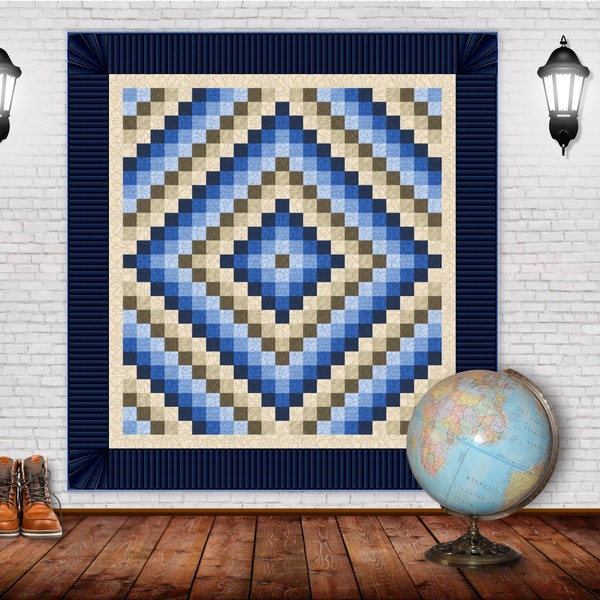 Quilt Pattern -  Trip Around the World - Queen size - PDF pattern