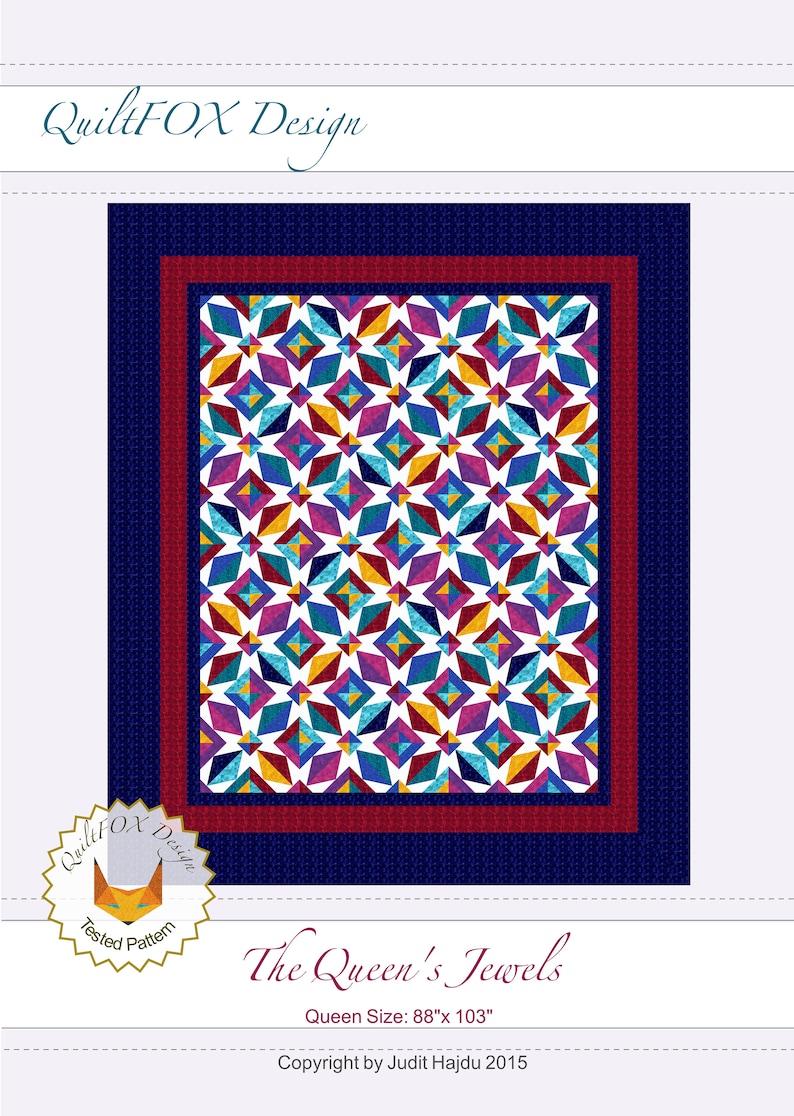 Paper Pieced Jewel Quilt Pattern the Queen's Jewels Etsy