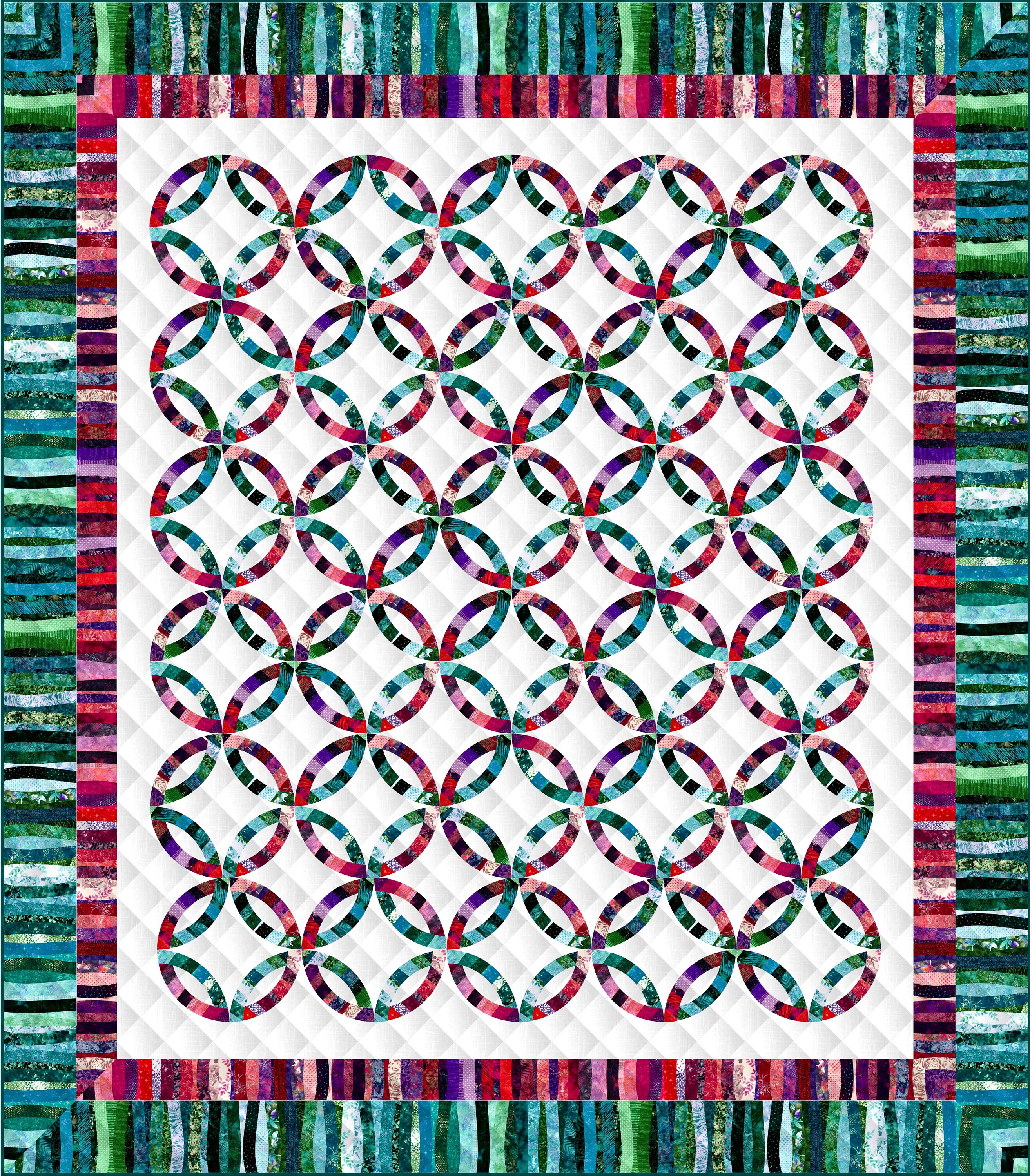 As Time Goes By - アップリケ付きダブルウェディングリングキルト - 6