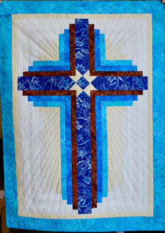 Log Cabin Cross Guiding Star Lap Size 48 In X 66 In Etsy