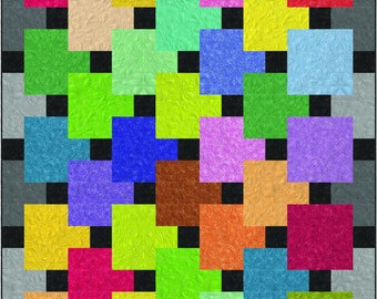 Luminous Quilt Pattern, Colorful Squares (PDF Pattern)