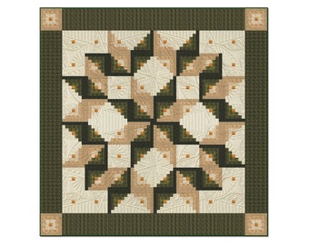 Quilt pattern - Log Cabin Quilt Pattern - Log Cabin Carpenter Star - King Size: 105" x 105" , PDF pattern