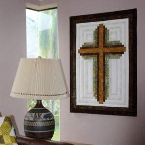 Cross Quilt Pattern , Log Cabin Christian Cross , Wall hanging: 33 inch x 45 inch , PDF Download