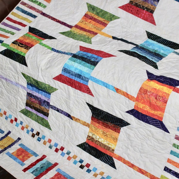 Scrappy Spools and Bobbins - Scrap Quilt - Full size: 65 x 93