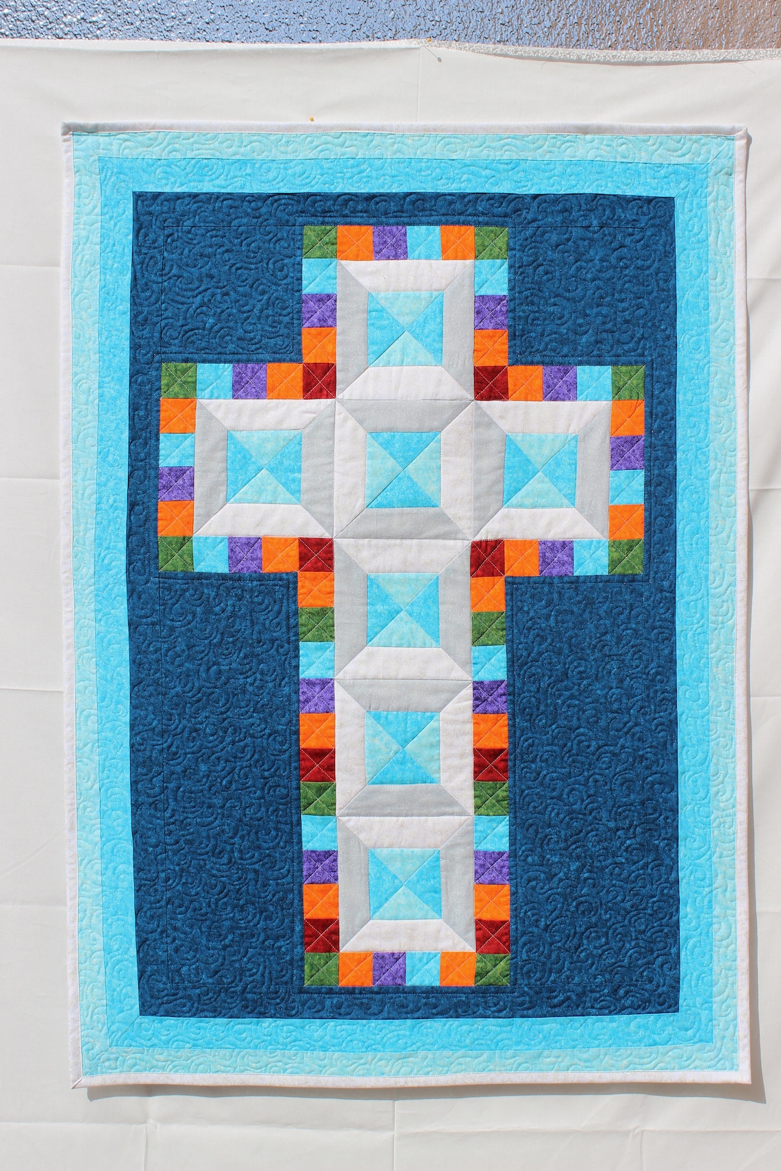 Cross Quilt Pattern Jewel Cross Religious Quilt Etsy