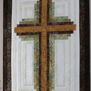 Log Cabin Christian Cross Cross quilt wall hanging multiple sizes PDF Download image 9