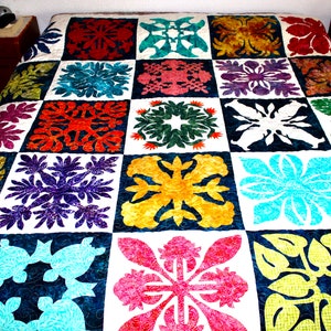 Hawaiian Sampler , Hawaii applique , king size 112&quot; x 112&quot; , PDF pattern