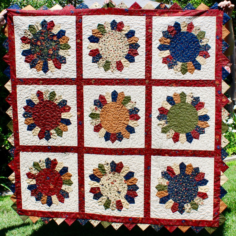 Sunflowers multiple sizes Dresden quilt PDF Pattern image 3