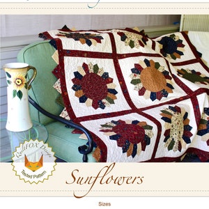 Sunflowers multiple sizes Dresden quilt PDF Pattern image 7