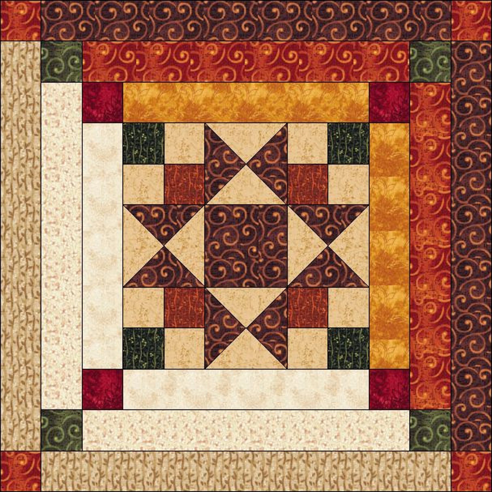 Log Cabin Quilt Pattern Ohio Star in Log Cabin Star in the Etsy