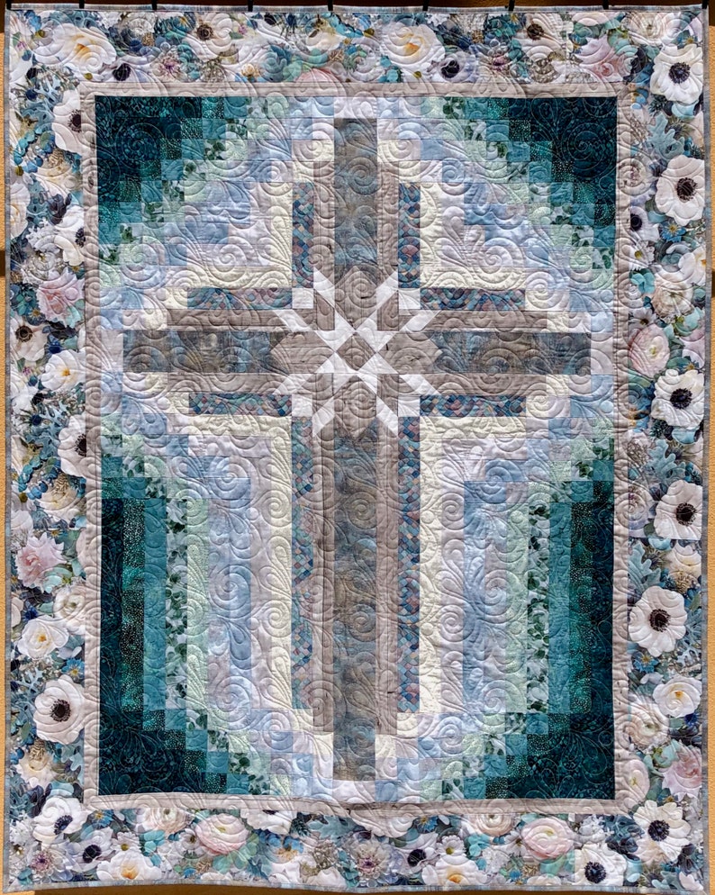 Quilt pattern Wall hanging quilt Farmhouse Cross size: 46 in. x 60 in. PRINTED image 4