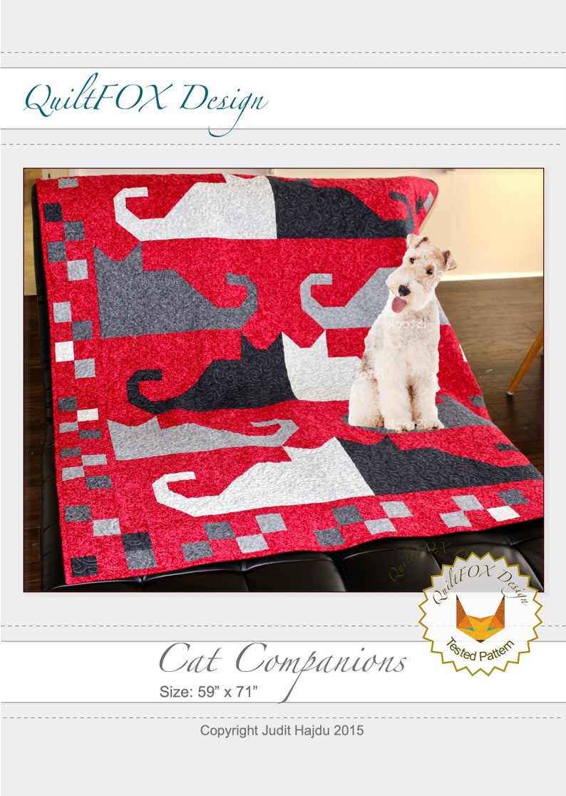 Cat Quilt Pattern Cat Companions Lap or Throw size: 61 in. x 73 in. PDF Pattern image 8
