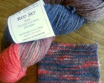 Red Sky Sock Yarn, Colorado-Grown Wool, 3.5 oz