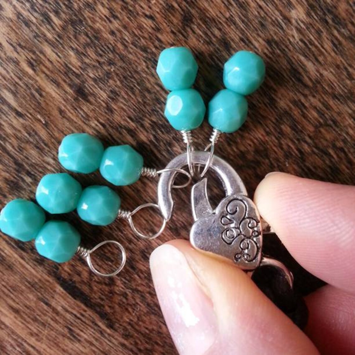 Turquoise Stitch Marker Necklace Pewter Clasp & Handcrafted Etsy