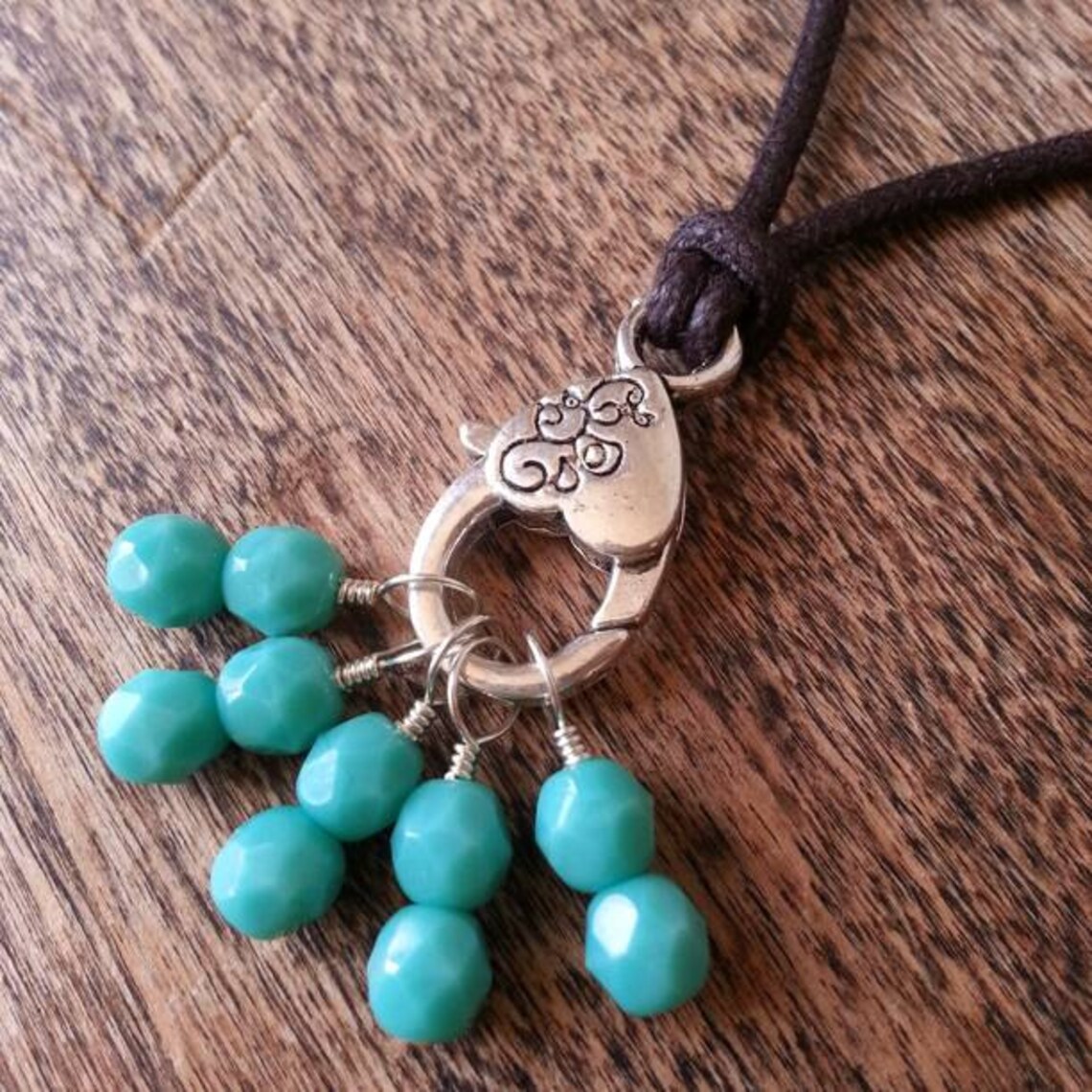 Turquoise Stitch Marker Necklace Pewter Clasp & Handcrafted Etsy