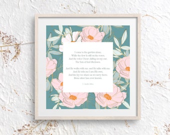 In the Garden Hymn | He Walks with Me | Floral Wall Decor | Gardener Gift | Christian Printable Wall Art | Digital Download