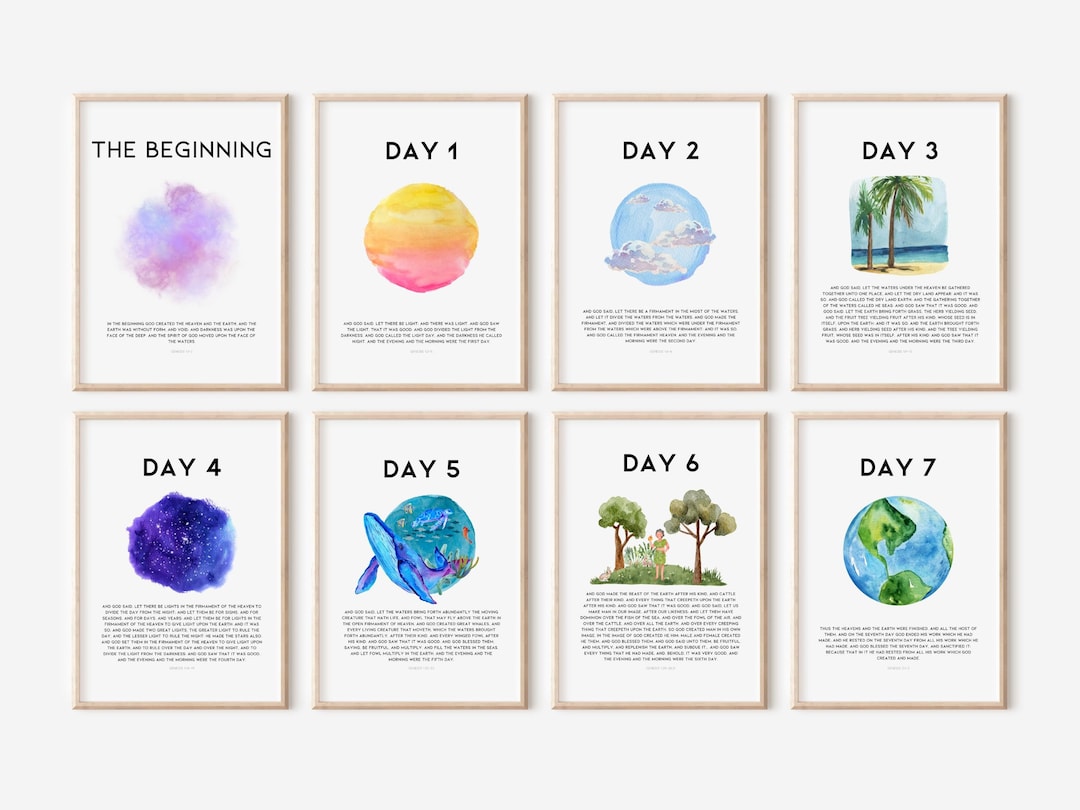 7 Days of Creation Posters KJV Printable Decor for Bible & - Etsy France