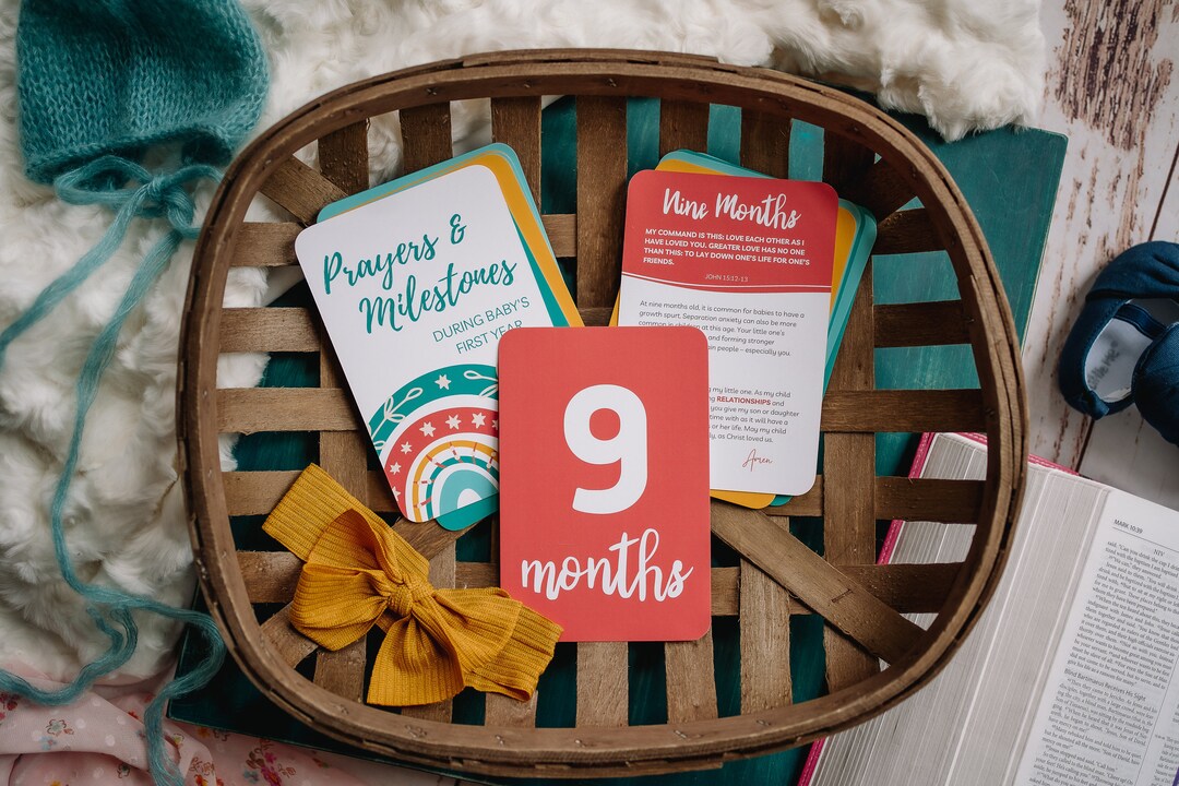 Prayer & Milestone Cards for Baby's First Year | Baby Monthly Milestone ...