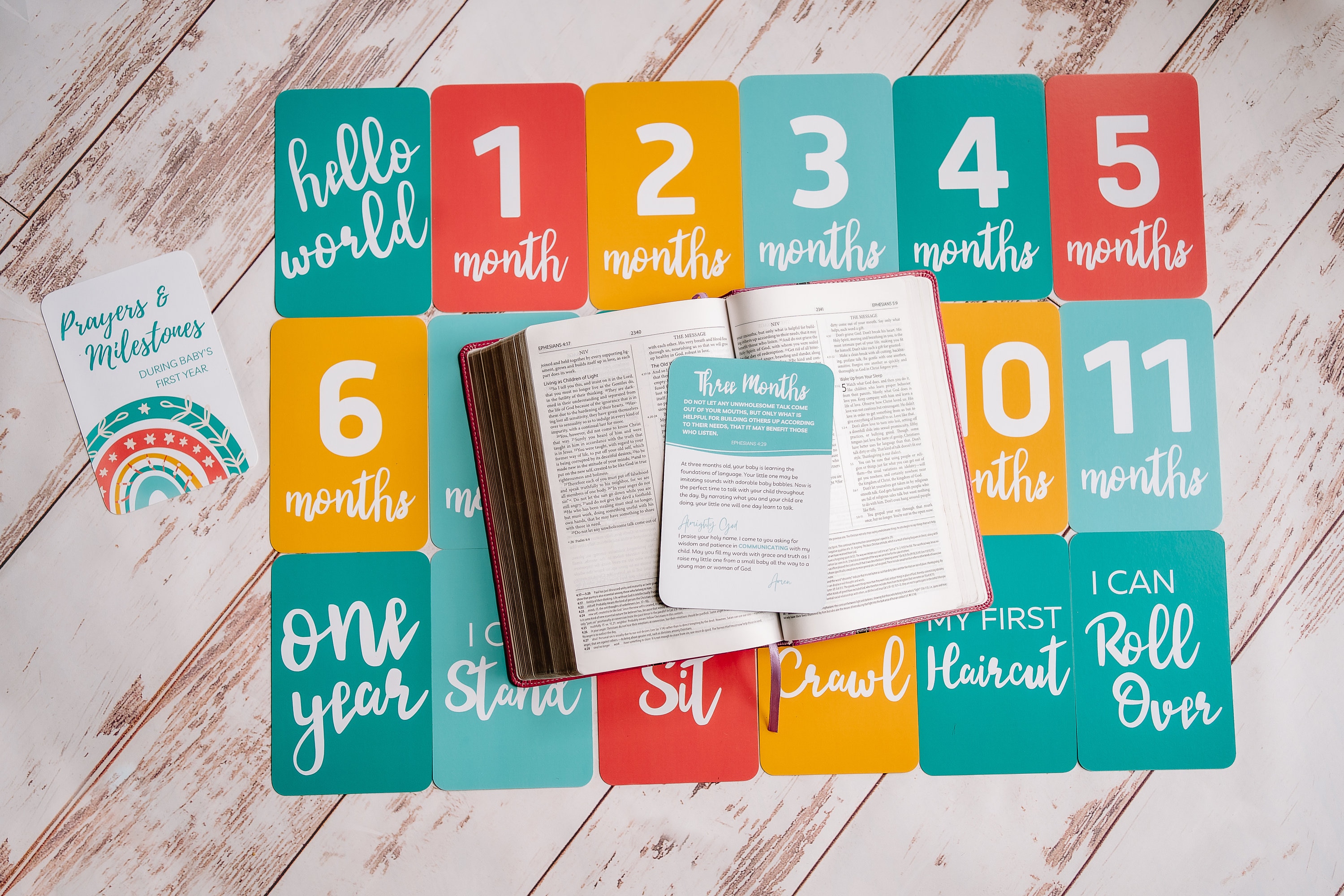 Prayer & Milestone Cards for Baby's First Year | Baby Monthly Milestone ...