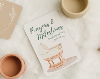 Prayers for Baby | Prayer & Milestone Cards for Babys First Year | Baby Monthly Milestone Cards | New Mom Gift |  Christian Baby Shower Gift