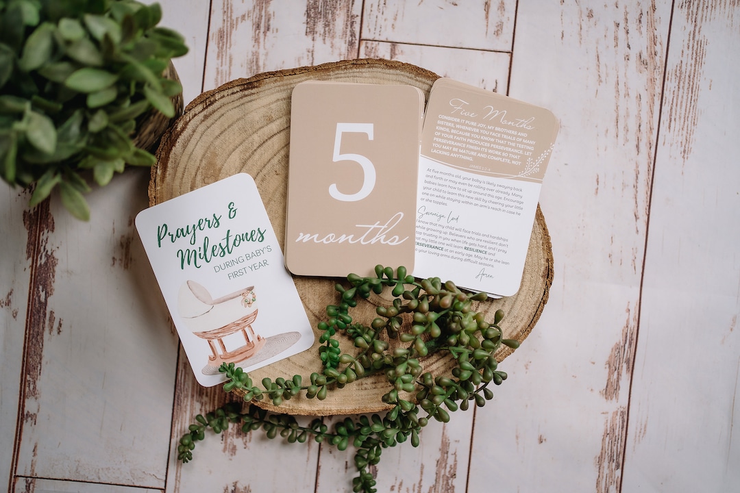 Prayer & Milestone Cards for Baby's First Year | Baby Monthly Milestone ...