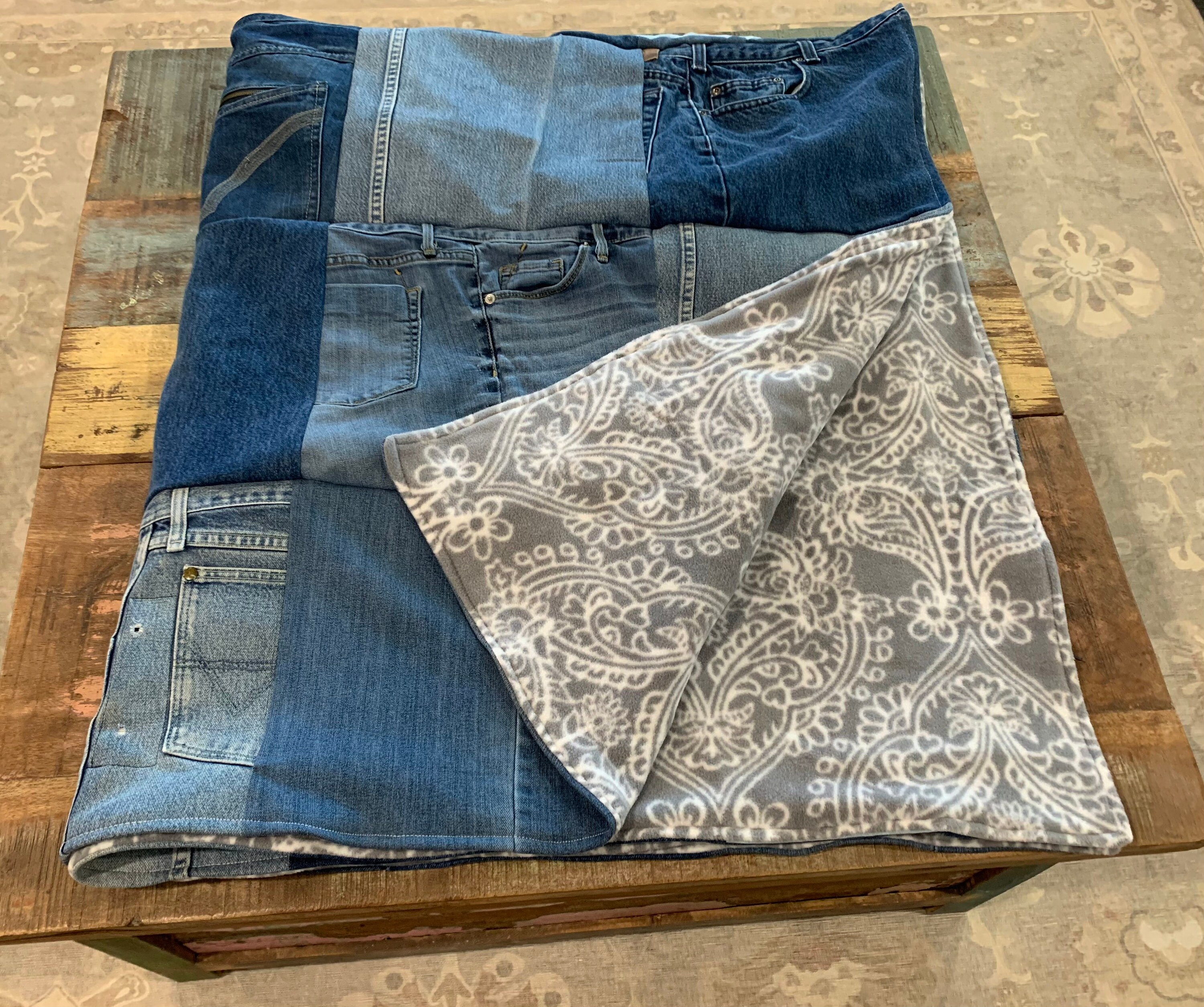 Denim Blue Jean Quilt Full Size Upcycled Blue Jean Blanket Etsy