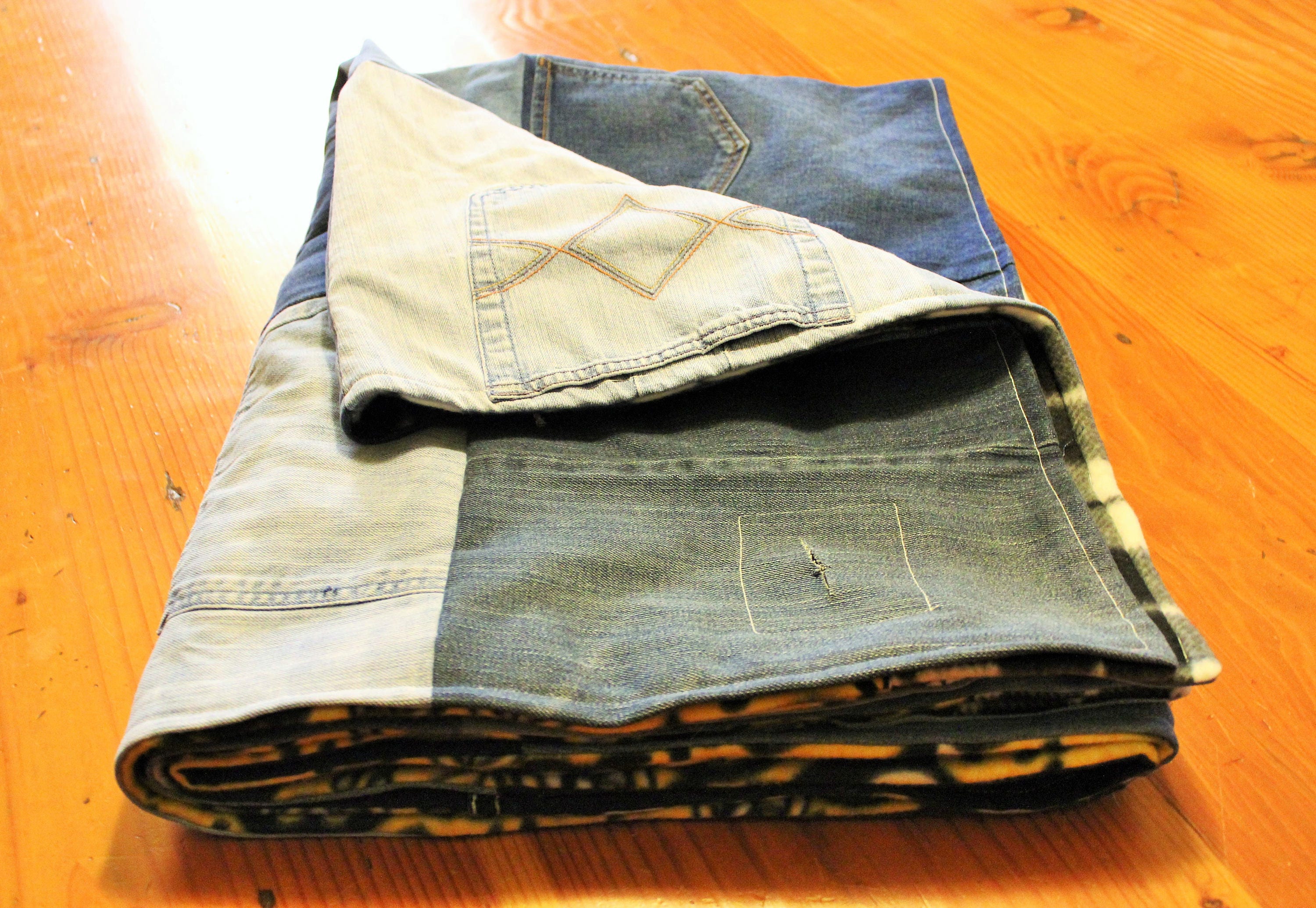 Denim Blue Jean Quilt Twin Size Upcycled Blue Jean Blanket Etsy