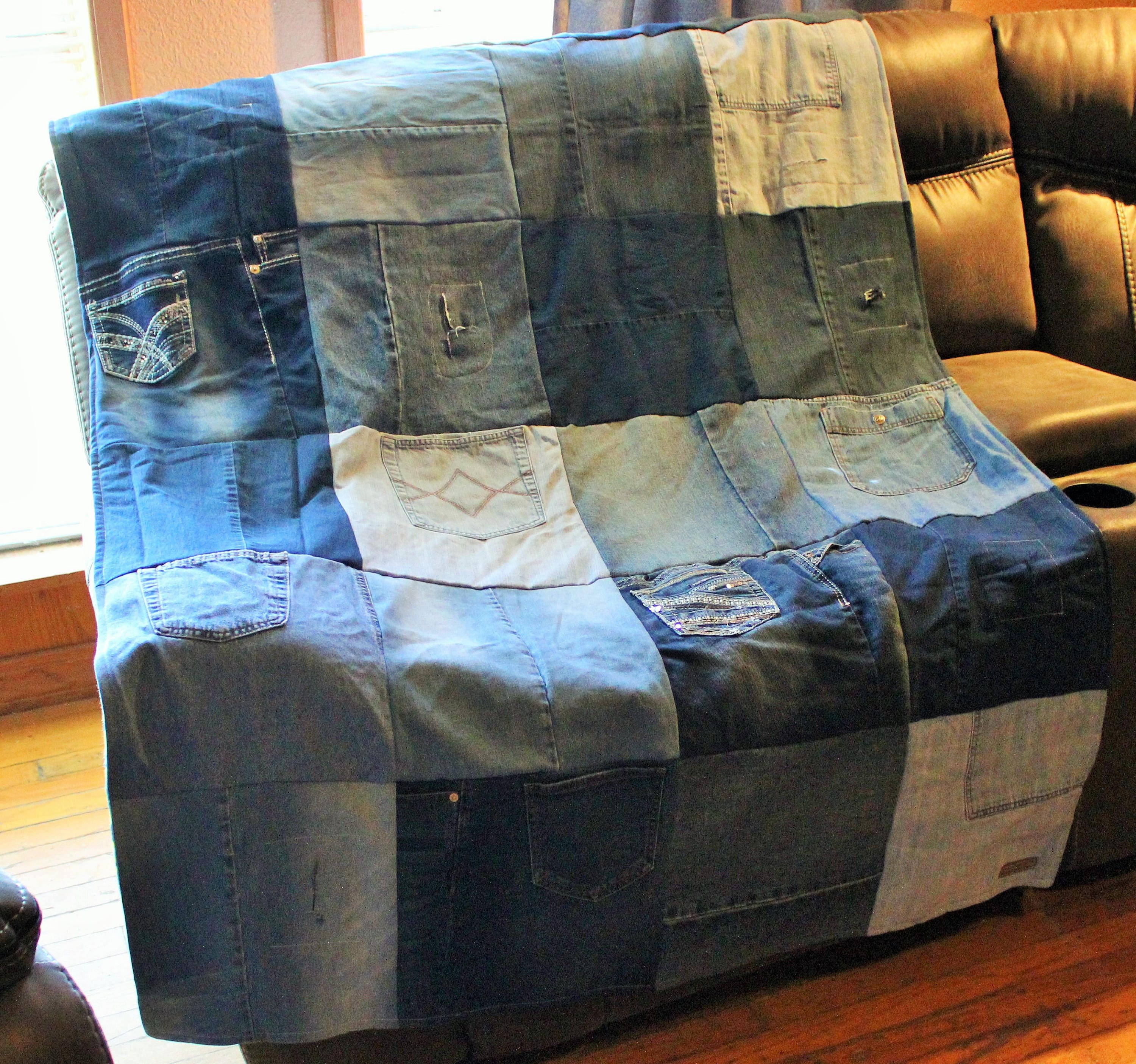 Denim Blue Jean Quilt Twin Size Upcycled Blue Jean Blanket Etsy