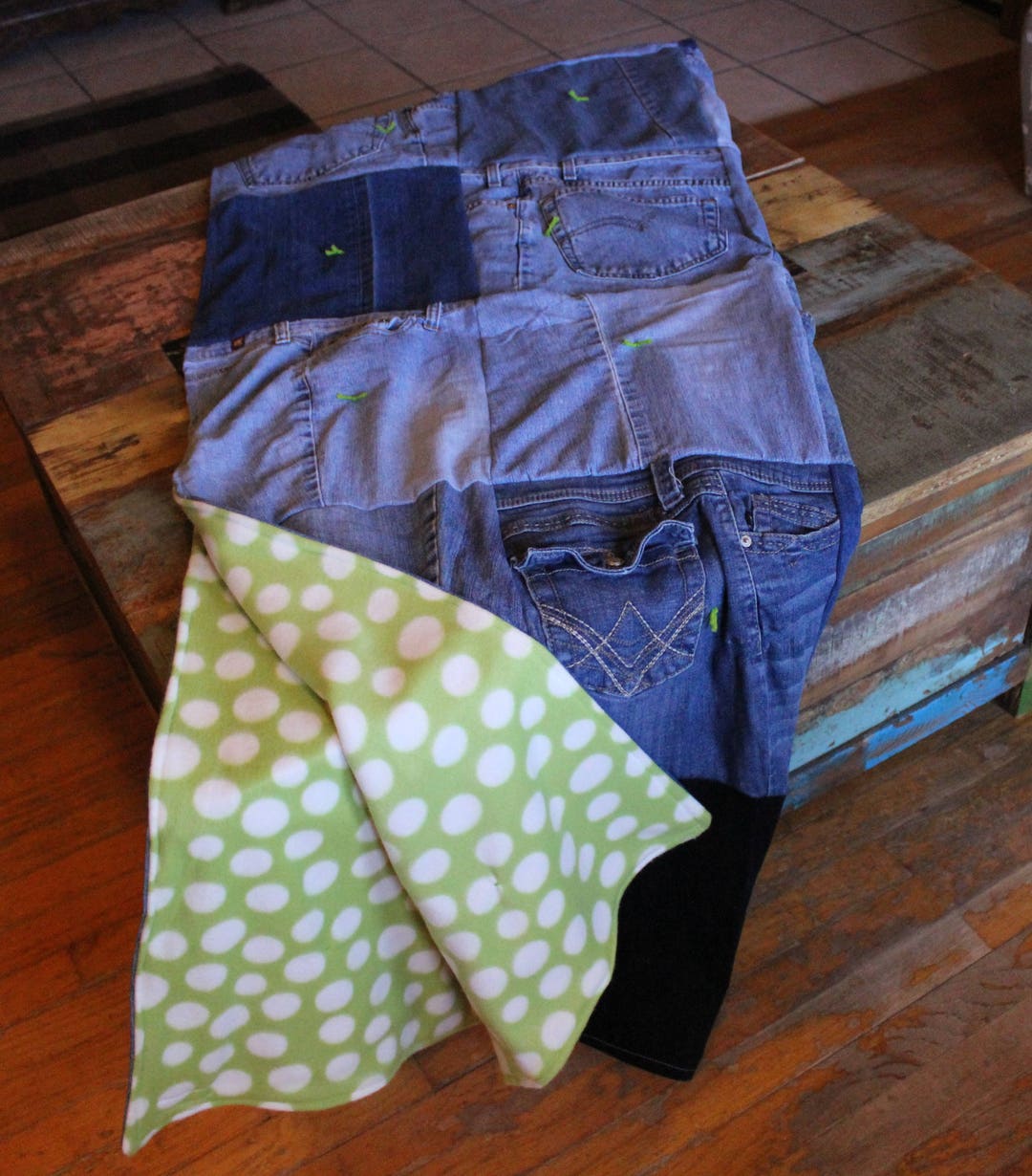 Denim Blue Jean Quilt Twin Size Upcycled Blue Jean Blanket Etsy
