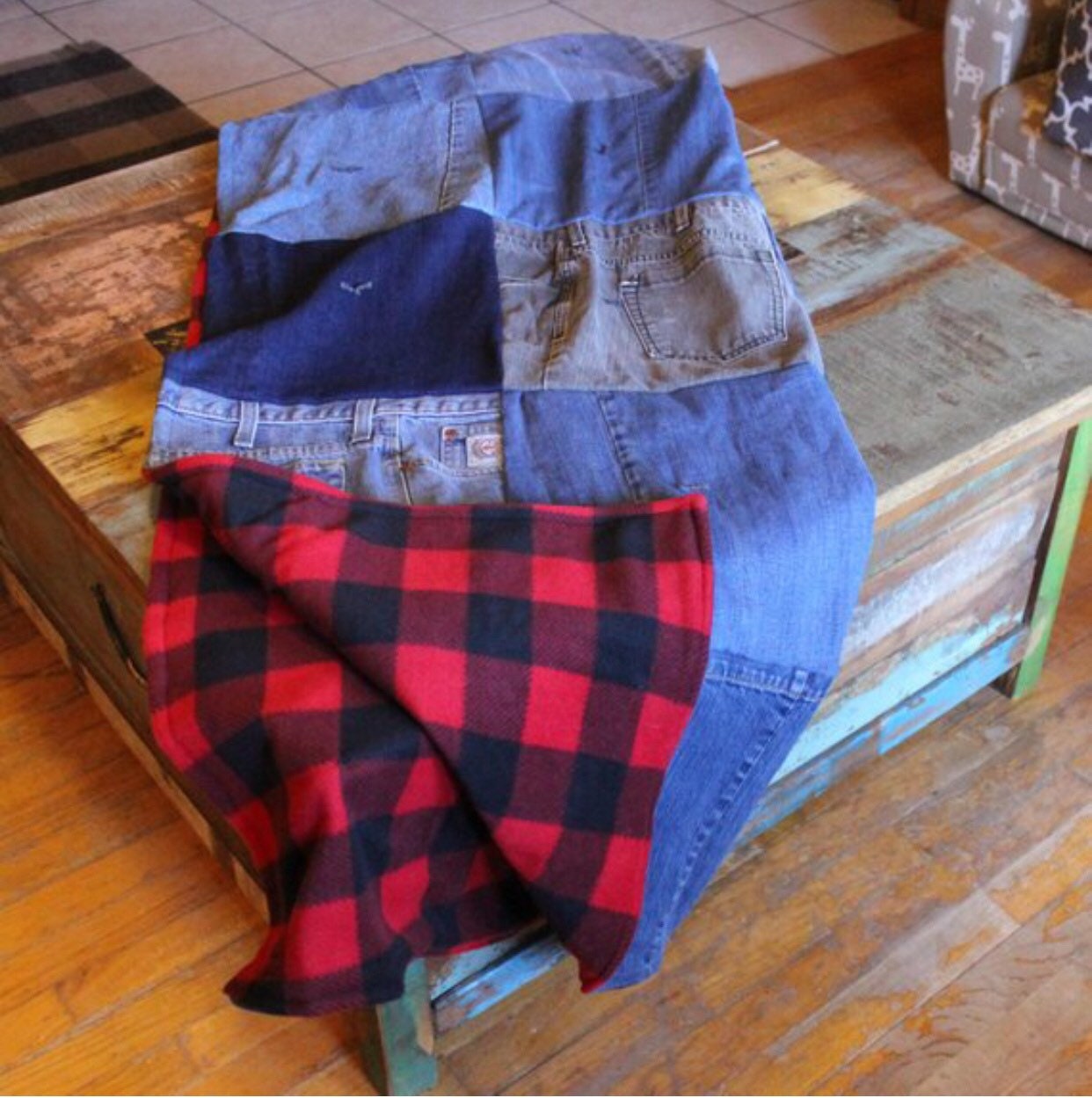 Denim Blanketblue Jean Quilt Made to Order Country Etsy Canada