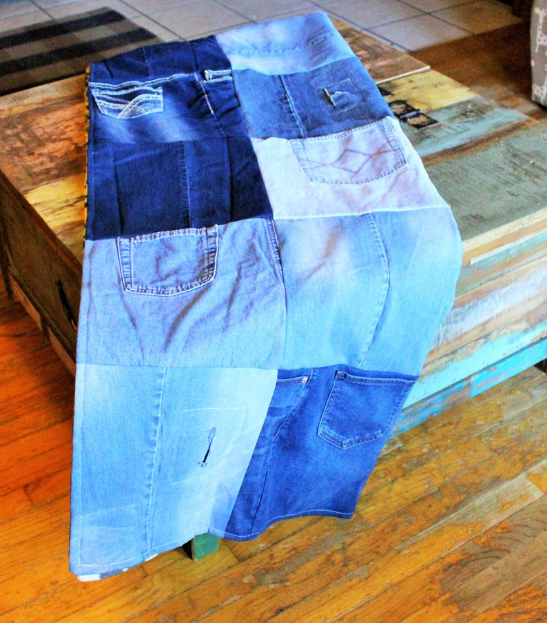 Denim Blue Jean Quilt Twin Size Upcycled Blue Jean Blanket Etsy