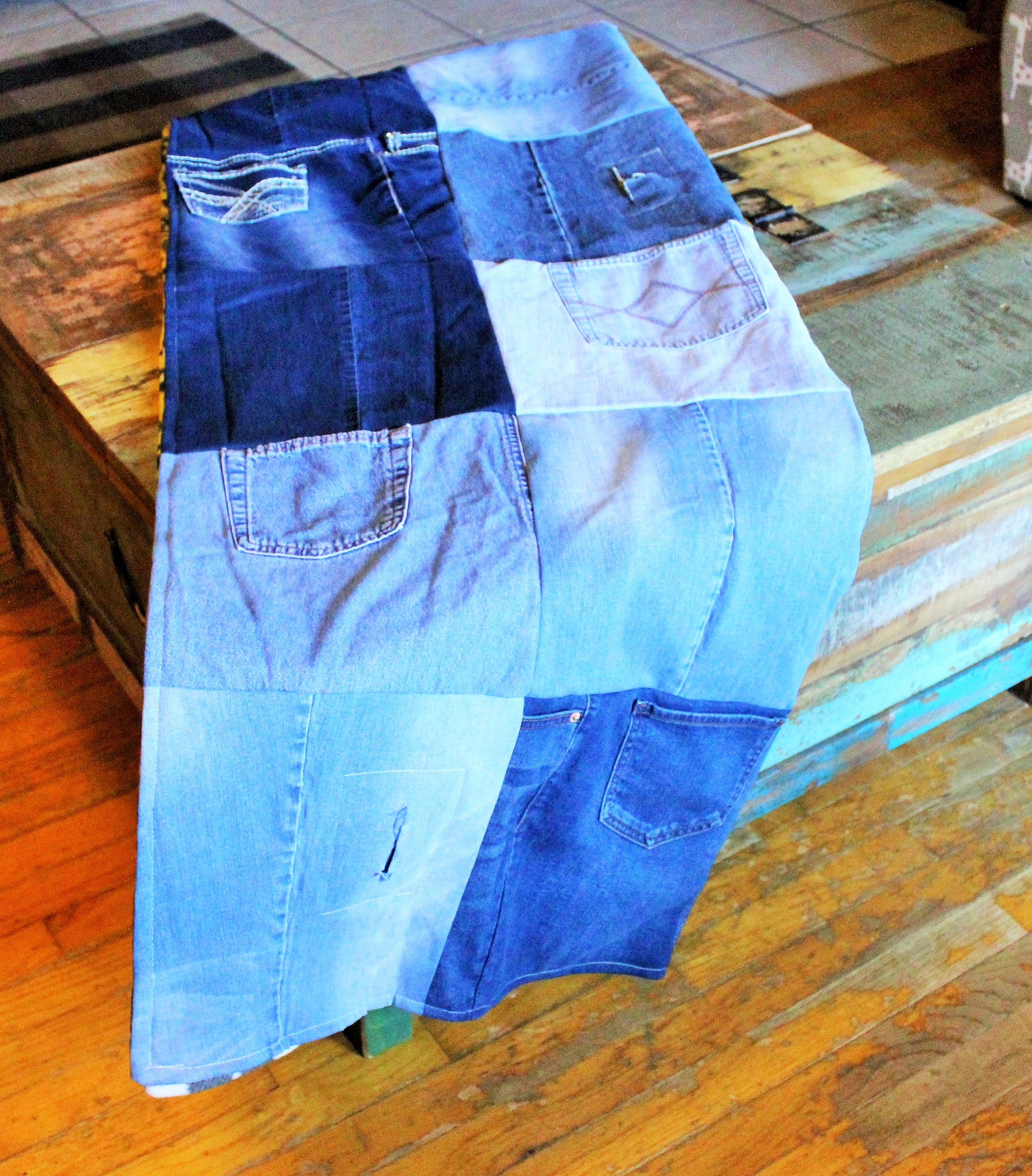 Denim Blue Jean Quilt Twin Size Upcycled Blue Jean Blanket Etsy