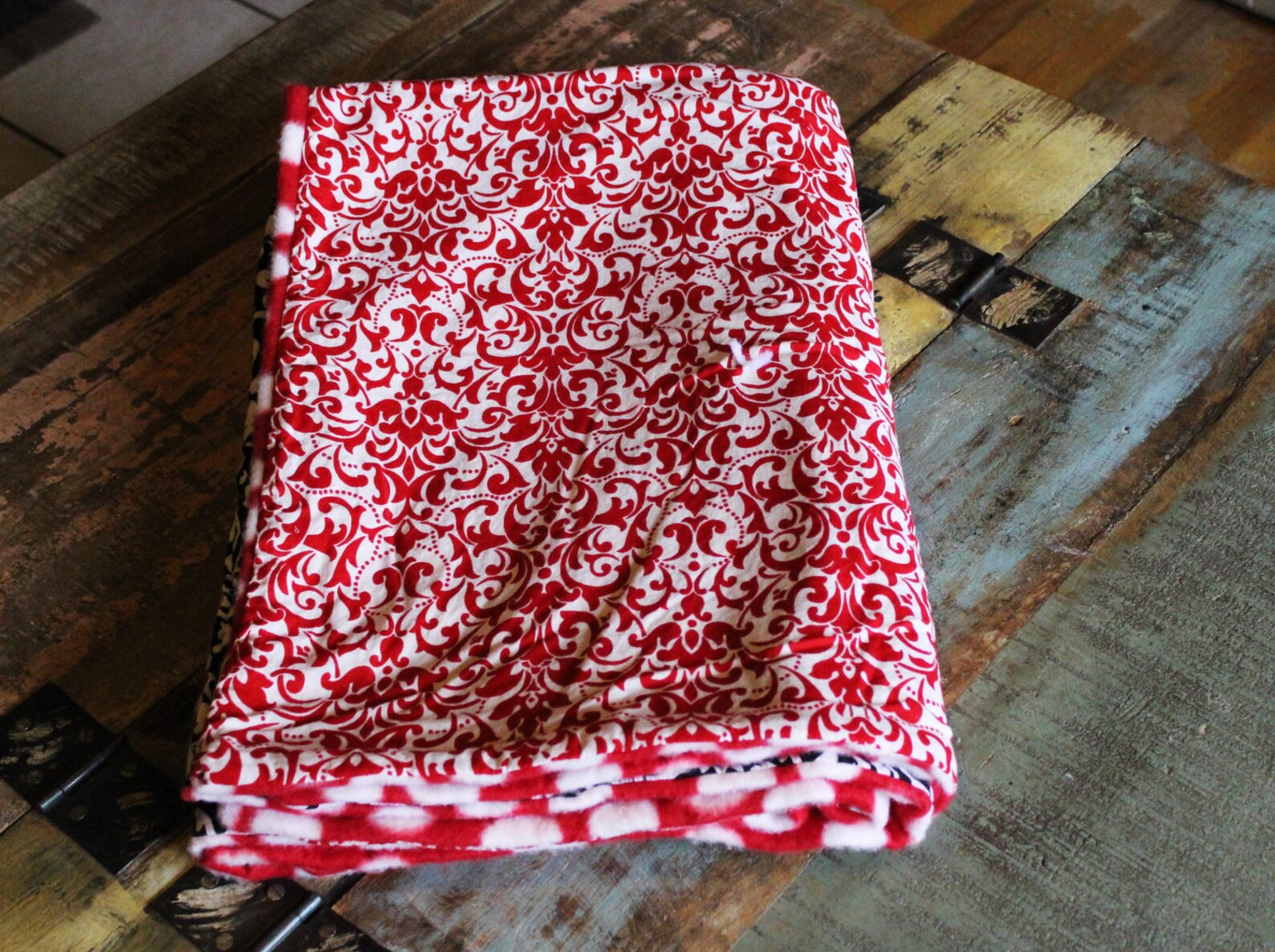 Bandana Quilt/Blanket/Red and Black with Red dots/Handmade | Etsy