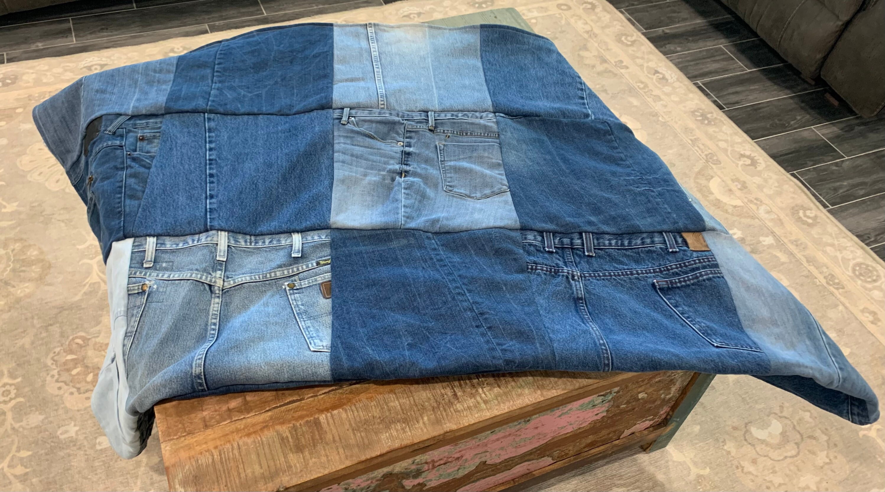 Denim Blue Jean Quilt Full Size Upcycled Blue Jean Blanket Etsy