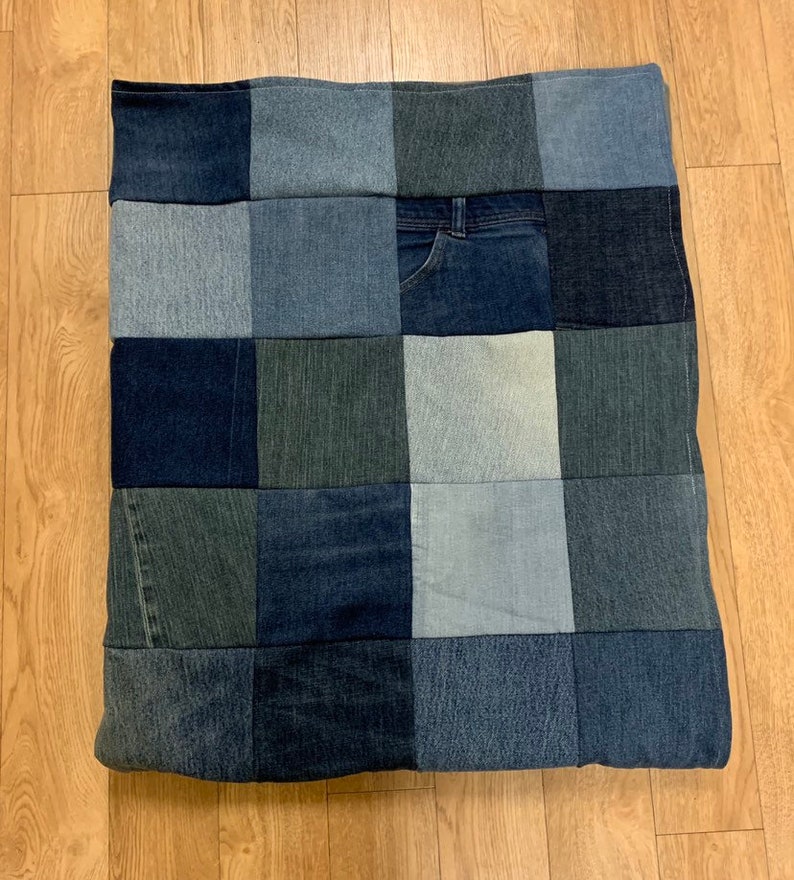 Denim Quilt Crib Size Lap Quilt Upcycled Blue Jean - Etsy