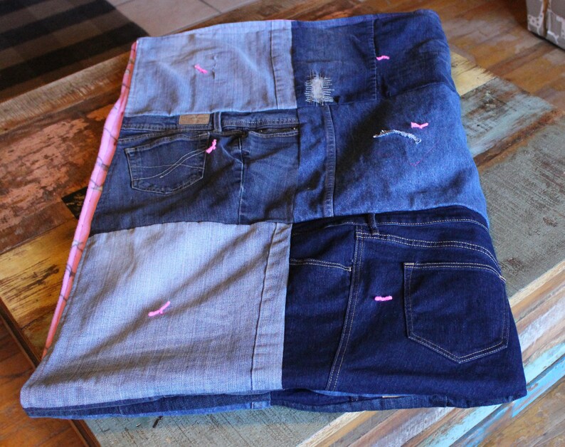 Denim Blue Jean Quilt Twin Size Upcycled Blue Jean Blanket Etsy
