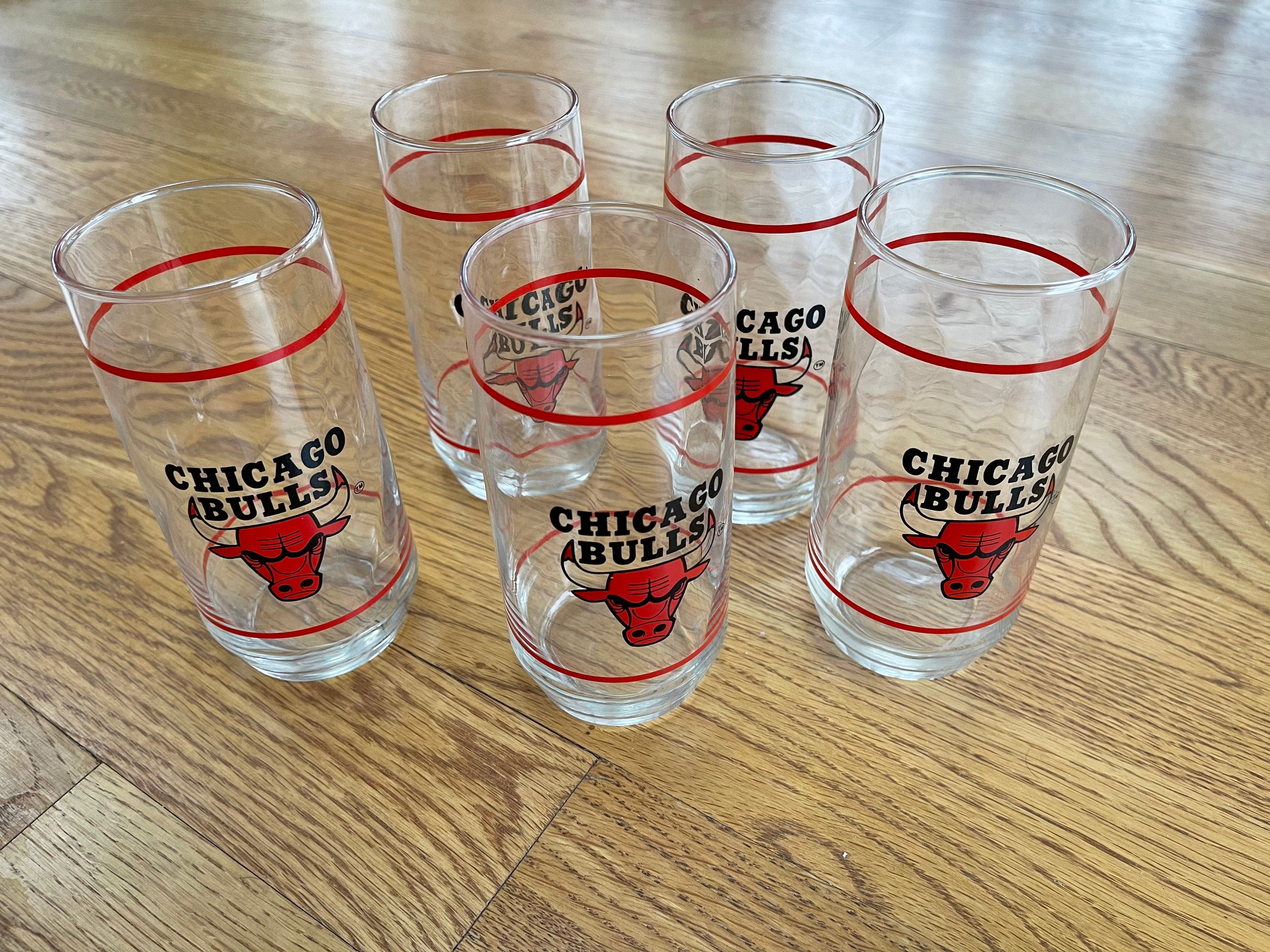 Vintage 1992 Chicago Bulls Glass Set 5 Piece Etsy