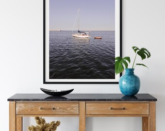 Lake Huron Sailboat Photo Print, Coastal Michigan Art (Digital Download)
