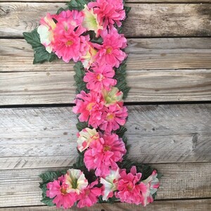 FIRST BIRTHDAY PARTY Smash Cake Pink Floral Garden Meadow Birthday Number Silk Flowers Happy Birthday Photo Prop Decoration image 2