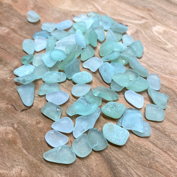 Genuine, Wave-Tumbled Beach Glass - Frosted Aqua - Medium Sized Pieces